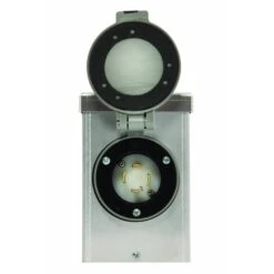 30 Amp Power Inlet Box, 125/250V, Aluminum, Nema L14-30 With Spring-Loaded Flip Lid On Front